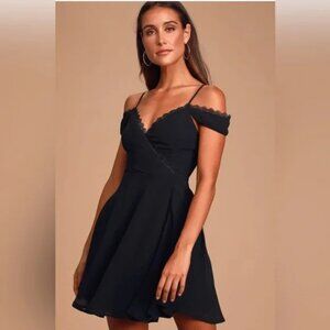 Lulus Absolutely Unforgettable Black Lace Off-The-Shoulder Dress